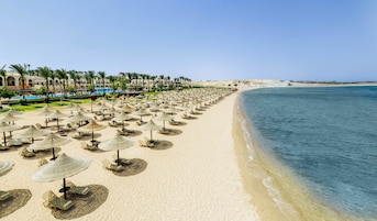 Private beach, sun loungers, beach umbrellas, beach towels