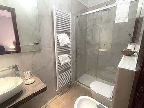 Shower, hair dryer, bidet, towels - Hotel Leopolda (Florence)