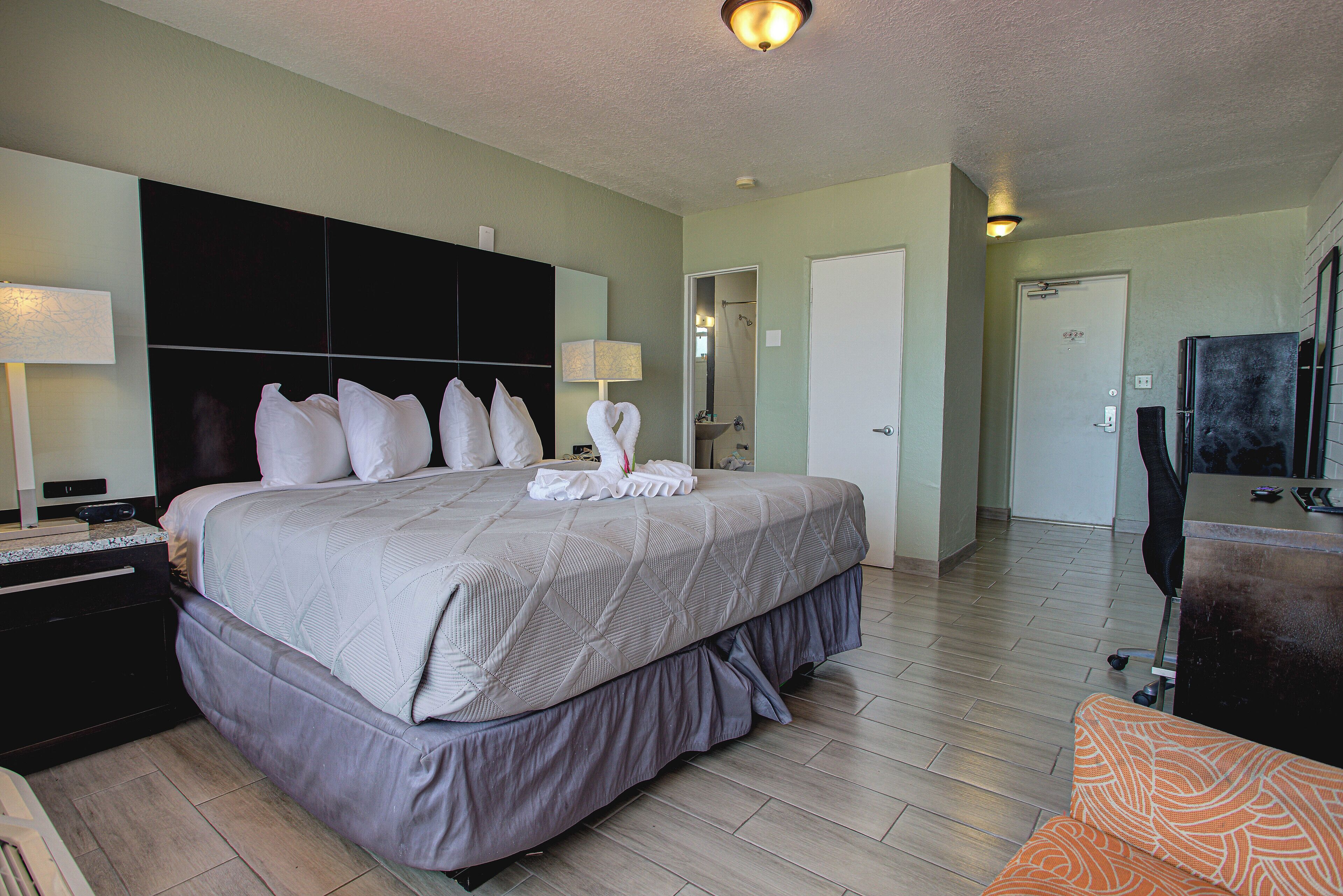 Desk, blackout drapes, iron/ironing board, free WiFi