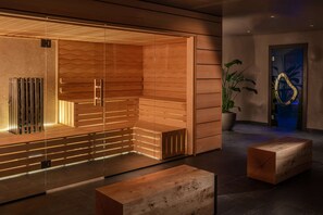 Couples treatment room(s), sauna, steam room, body treatments, facials