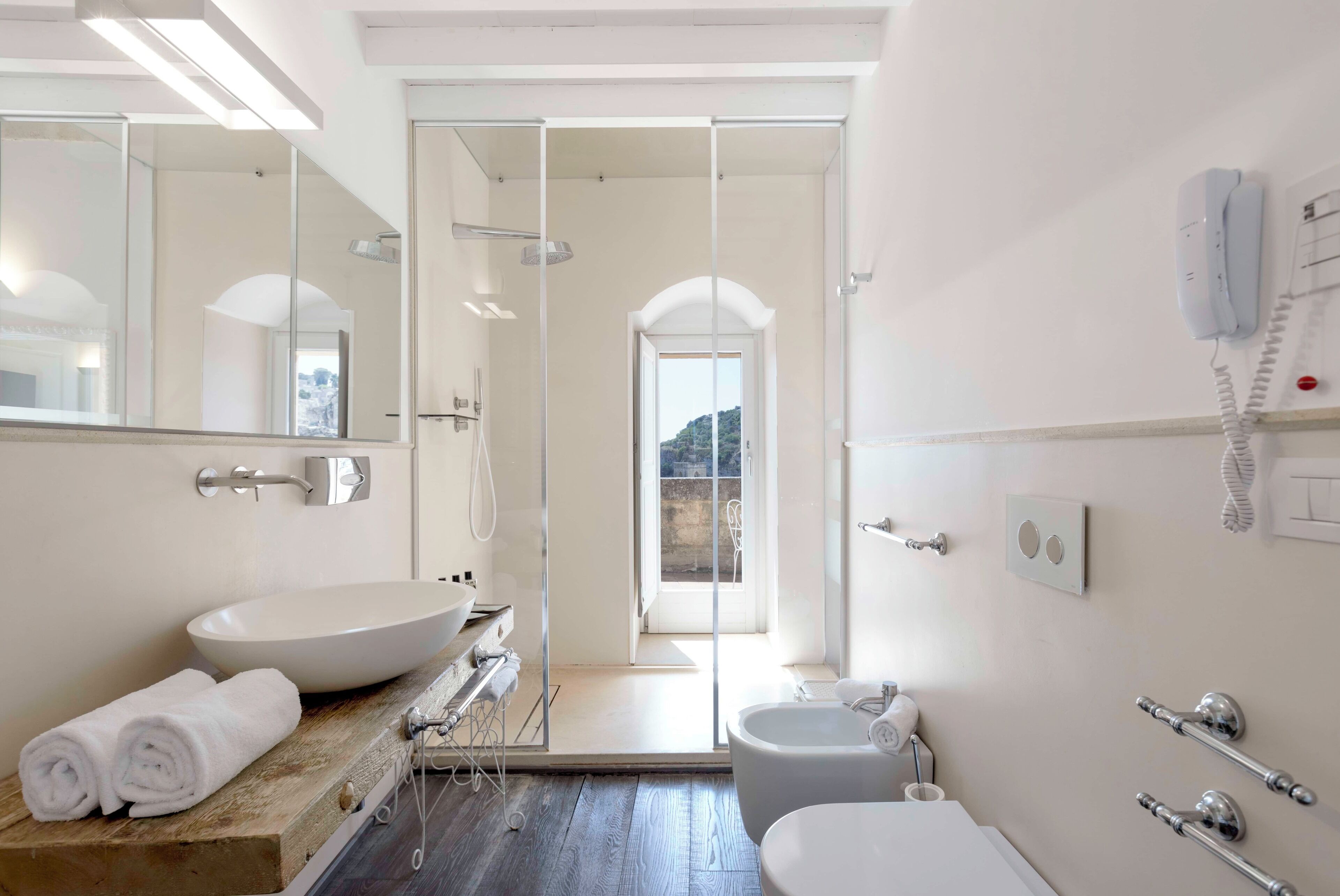 gran palazziata panoramica | bathroom | rainfall showerhead, free toiletries, hair dryer, bathrobes