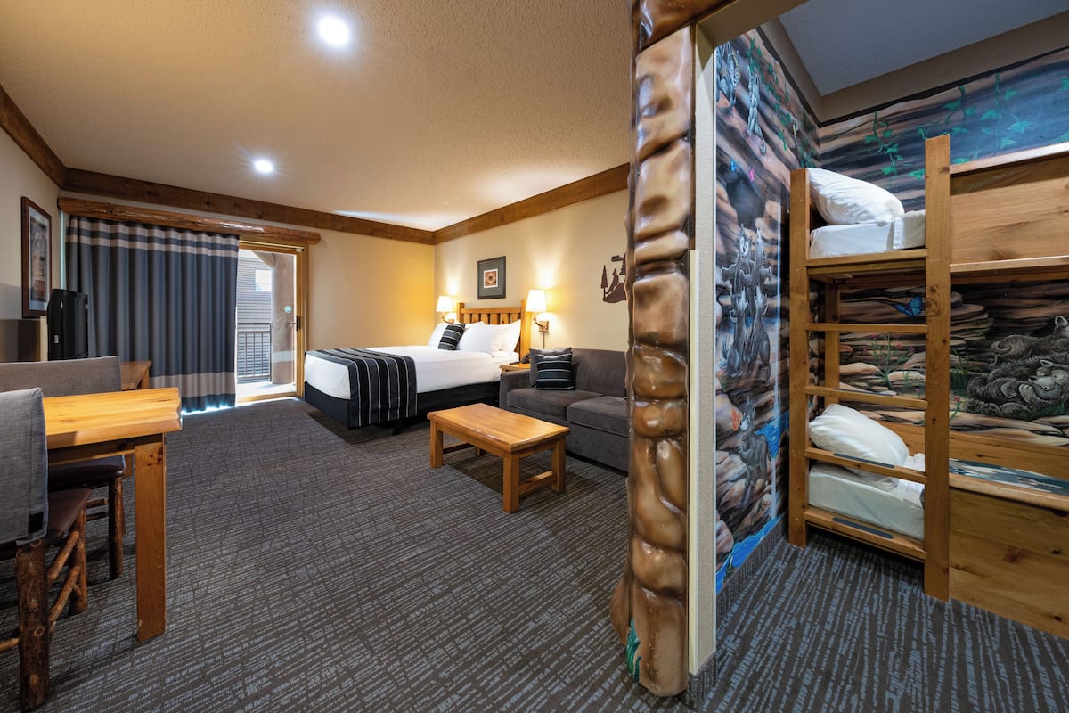 wolf den suite | in-room safe, individually furnished, desk, laptop workspace