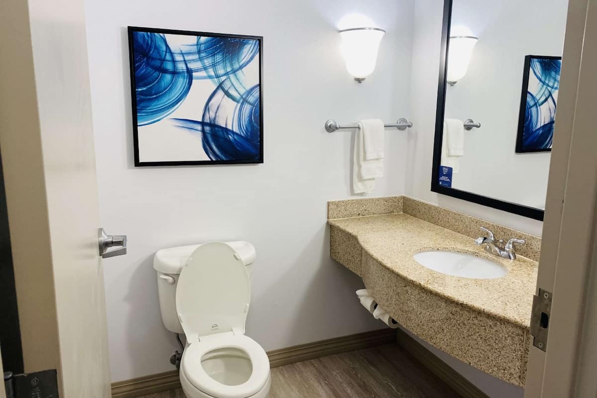 suite, one king bed | bathroom | bathtub, hair dryer, towels