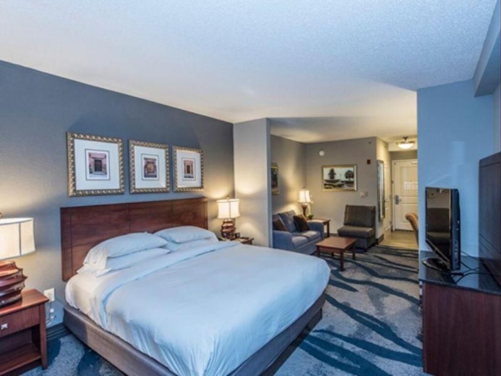 Hypo-allergenic bedding, in-room safe, desk, blackout drapes