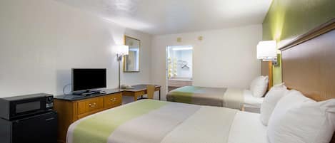 Desk, free WiFi, bed sheets, alarm clocks