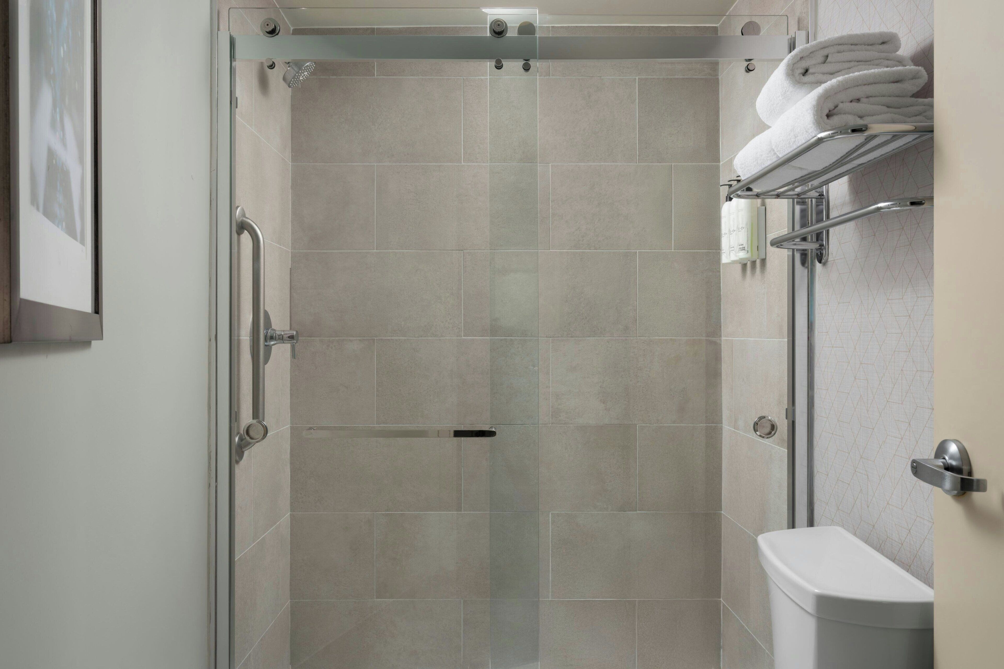 free toiletries, hair dryer, towels