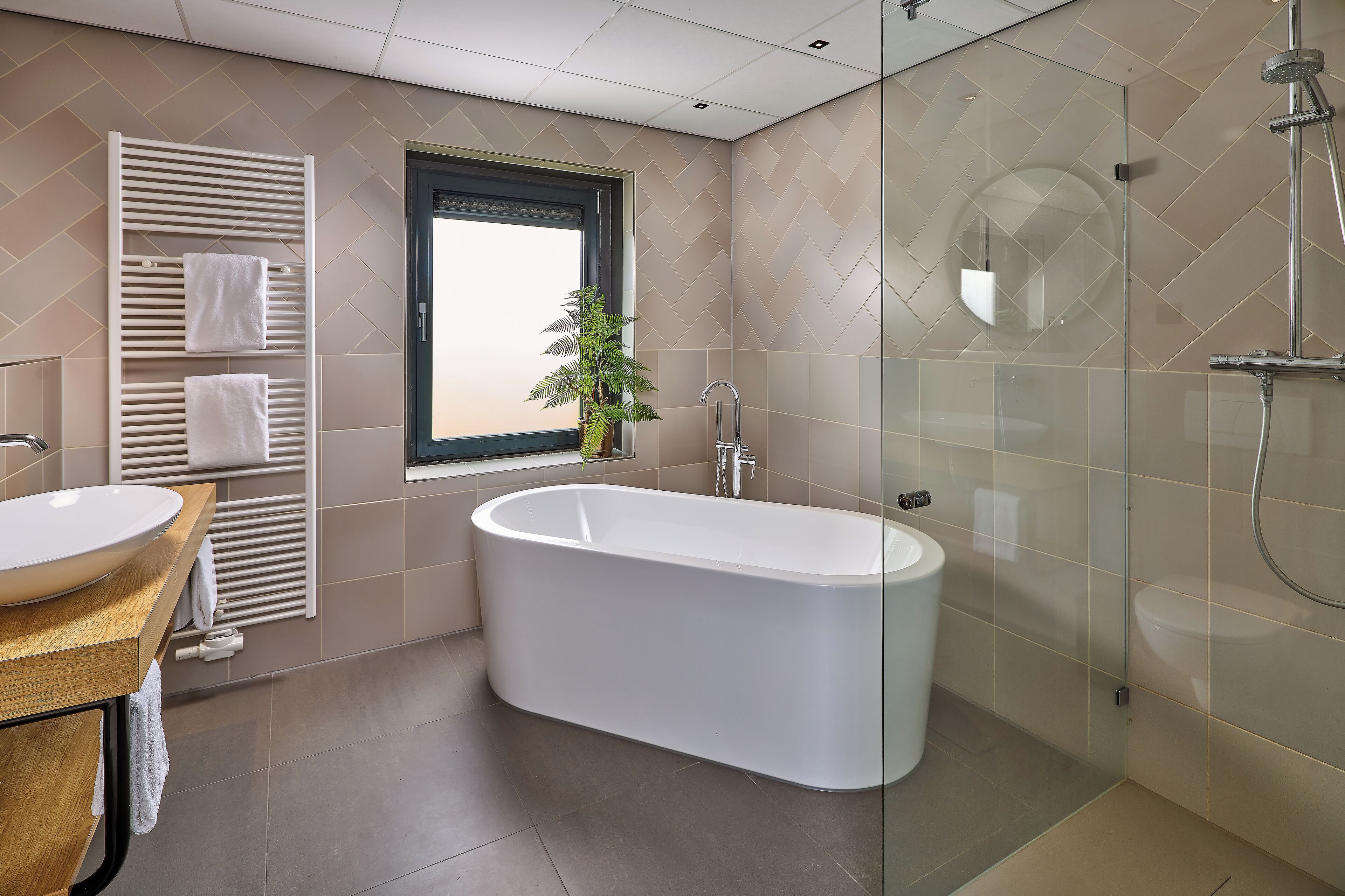 studio suite, 1 king bed | bathroom | free toiletries, hair dryer, towels, soap