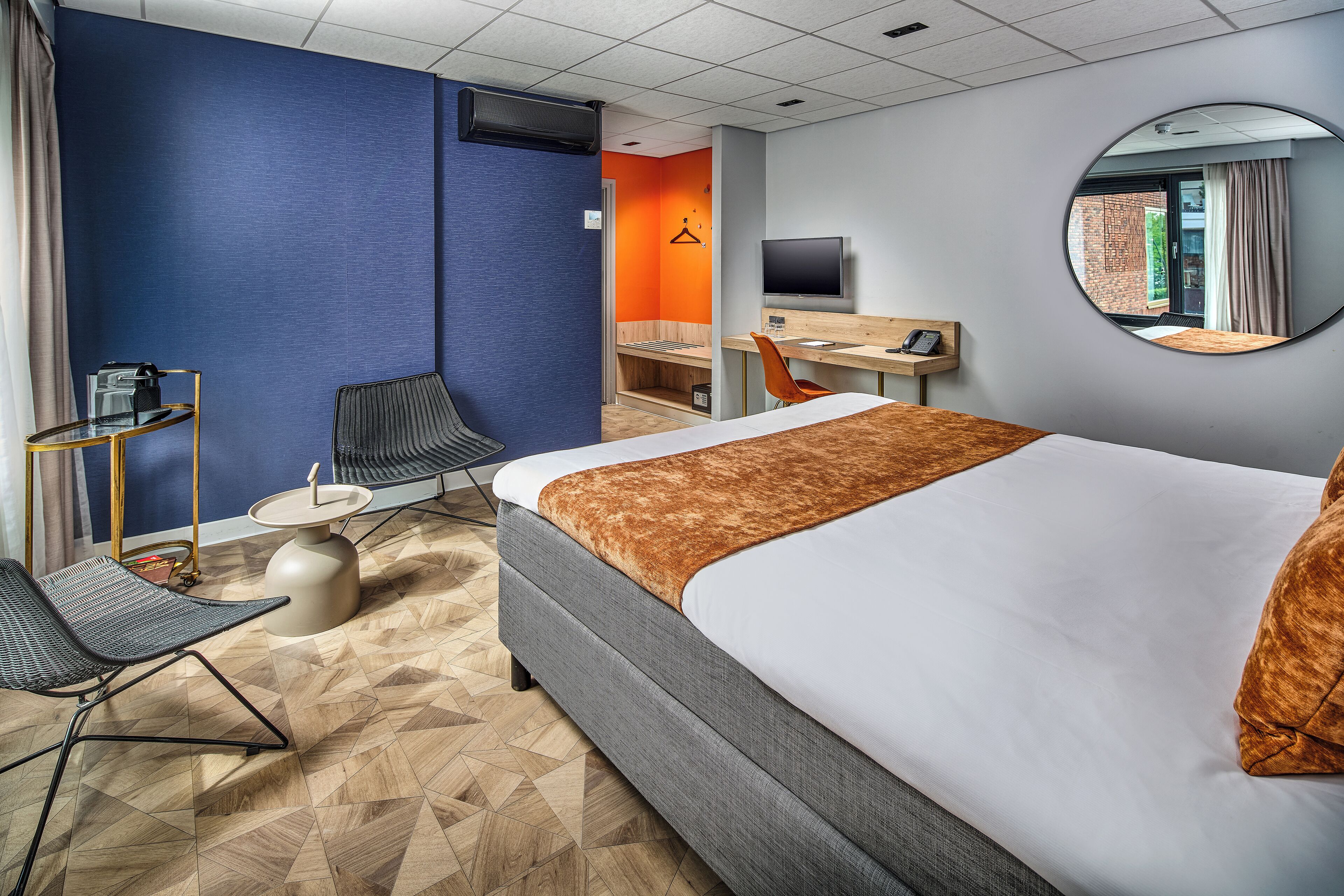 comfort twin room | in-room safe, desk, laptop workspace, iron/ironing board