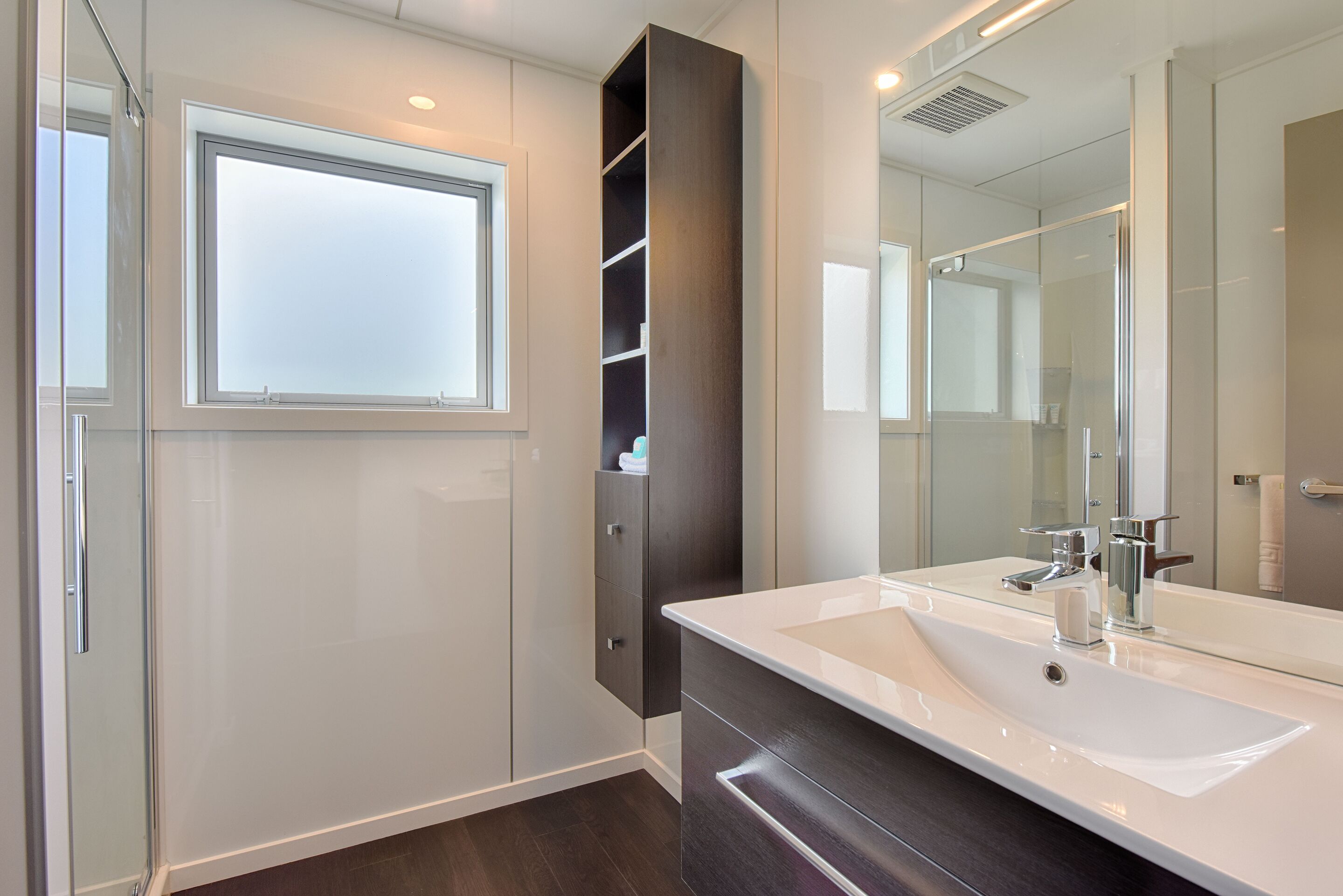 family room | bathroom | shower, free toiletries, hair dryer, towels