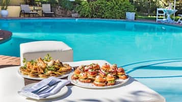 Outdoor pool, pool umbrellas