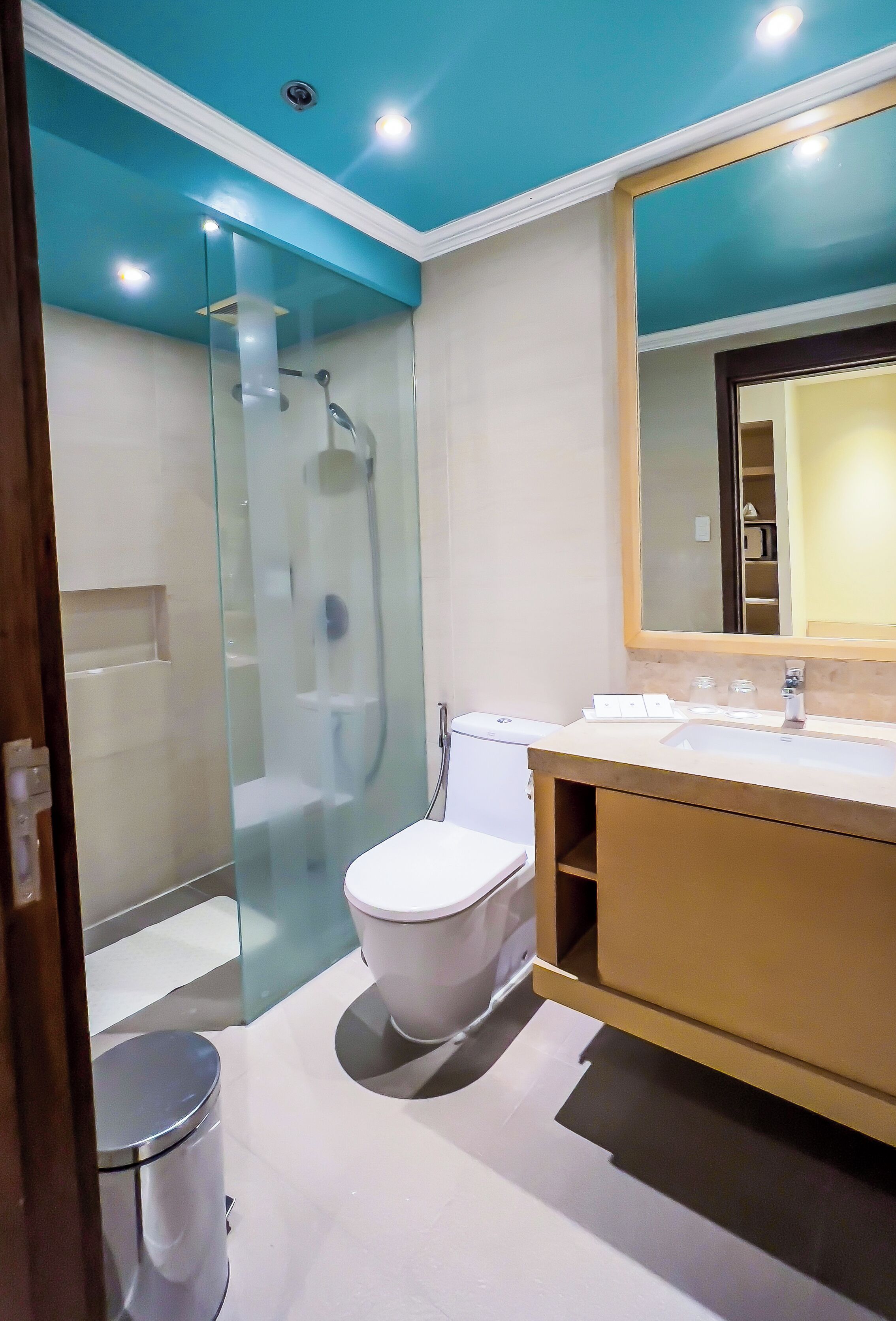 free toiletries, hair dryer, slippers, towels