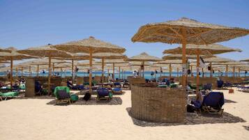 Beach nearby, sun-loungers, beach umbrellas, beach towels