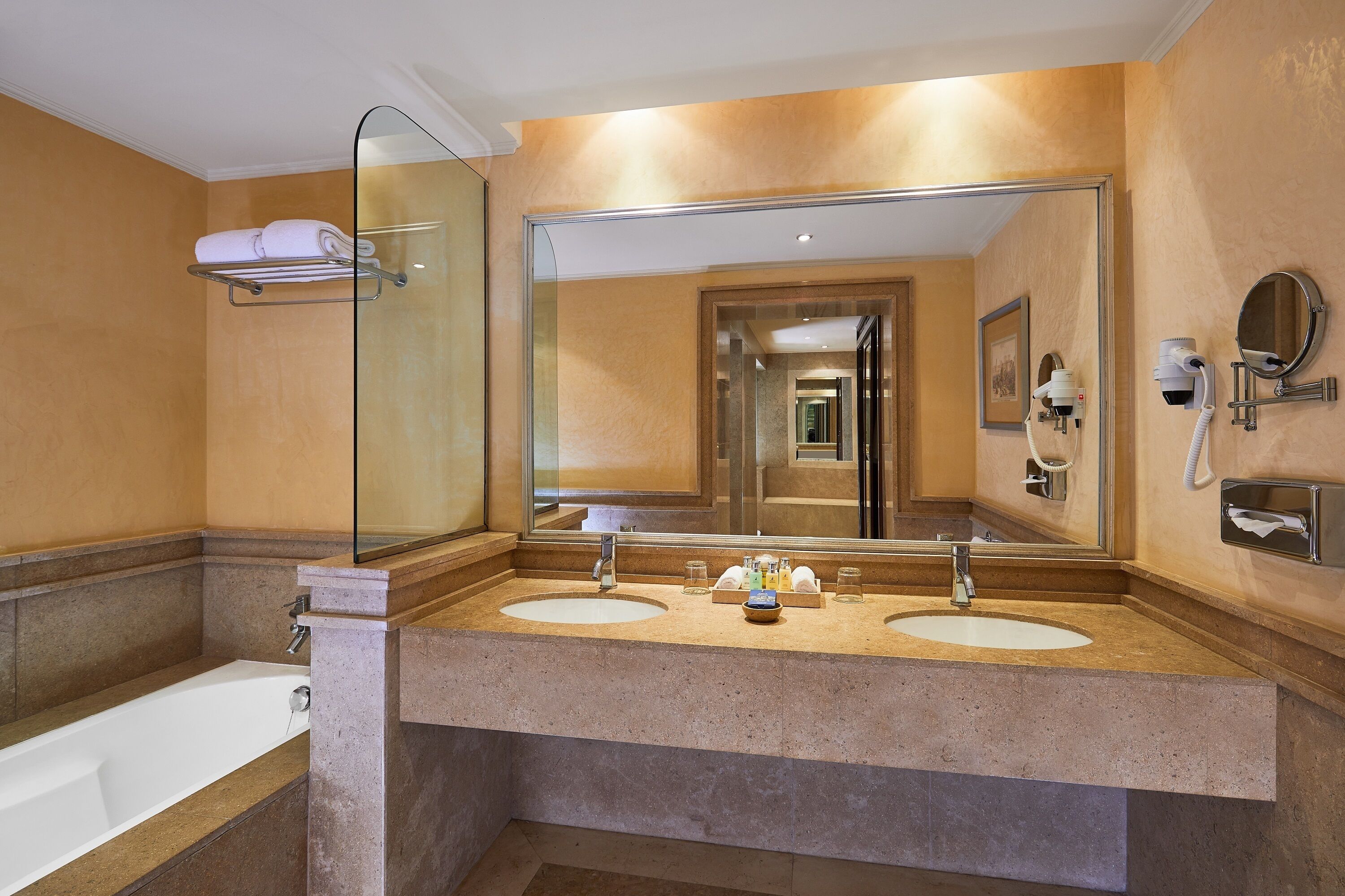 shower, eco-friendly toiletries, hair dryer, bathrobes