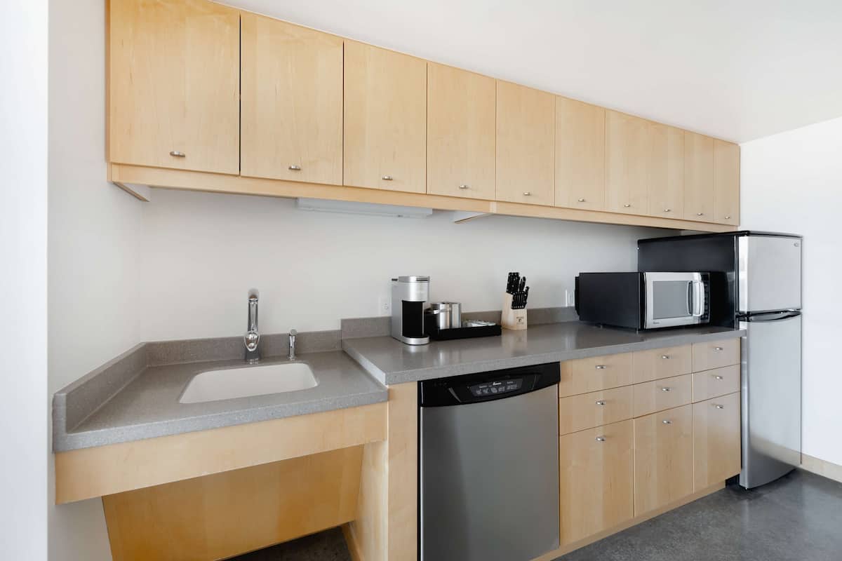 fridge, microwave, stovetop, dishwasher