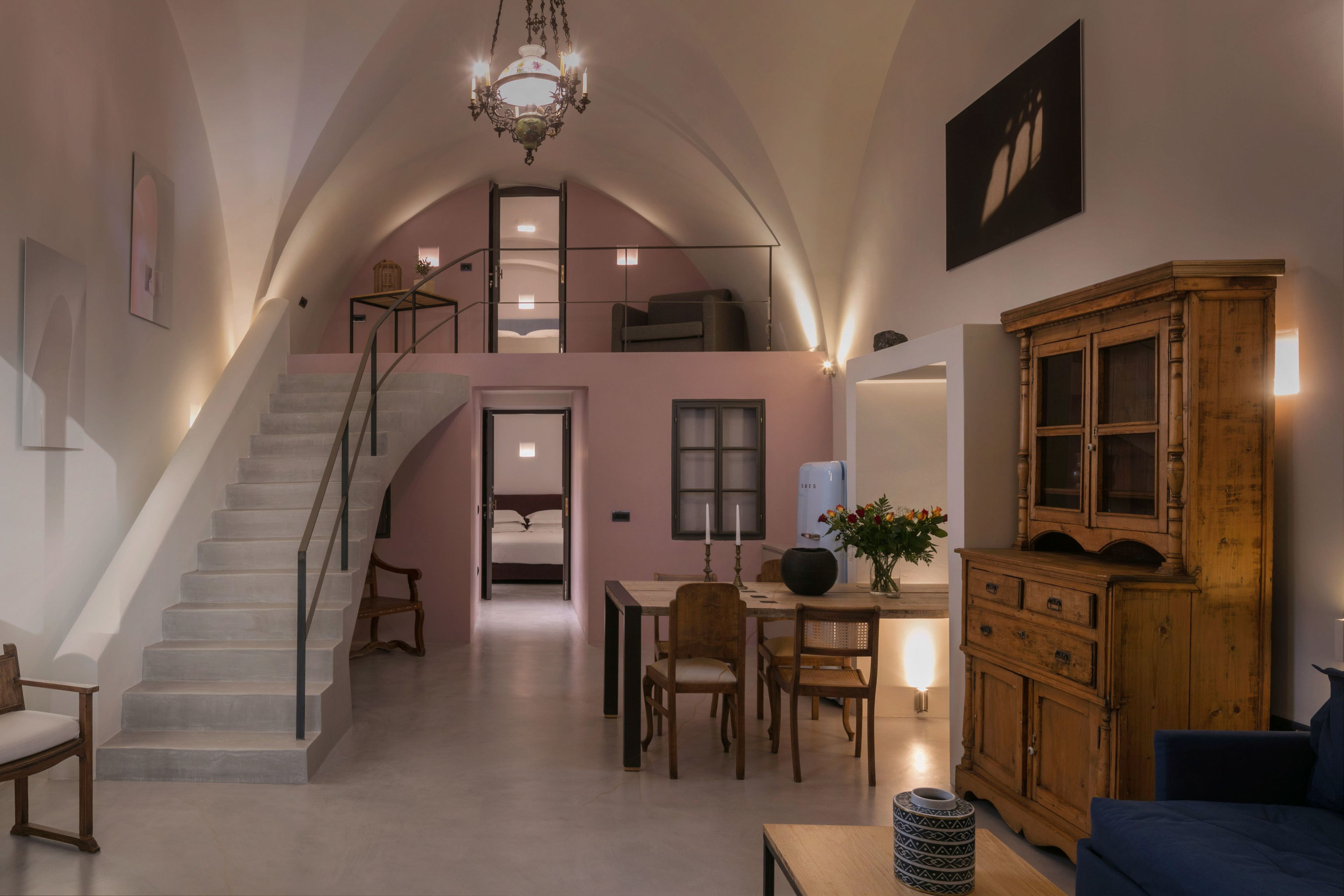 villa (fidelio) jetted tub caldera view | living room | flat-screen tv