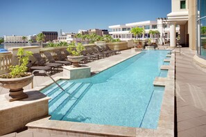 Outdoor pool, pool loungers