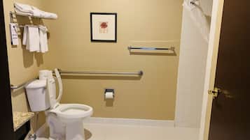 Room, 1 King Bed, Accessible, Non Smoking | Bathroom | Free toiletries, hair dryer, towels, soap