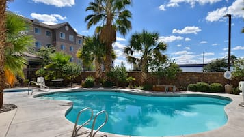 Outdoor pool, open 8:00 AM to 10:00 PM, pool umbrellas, sun loungers