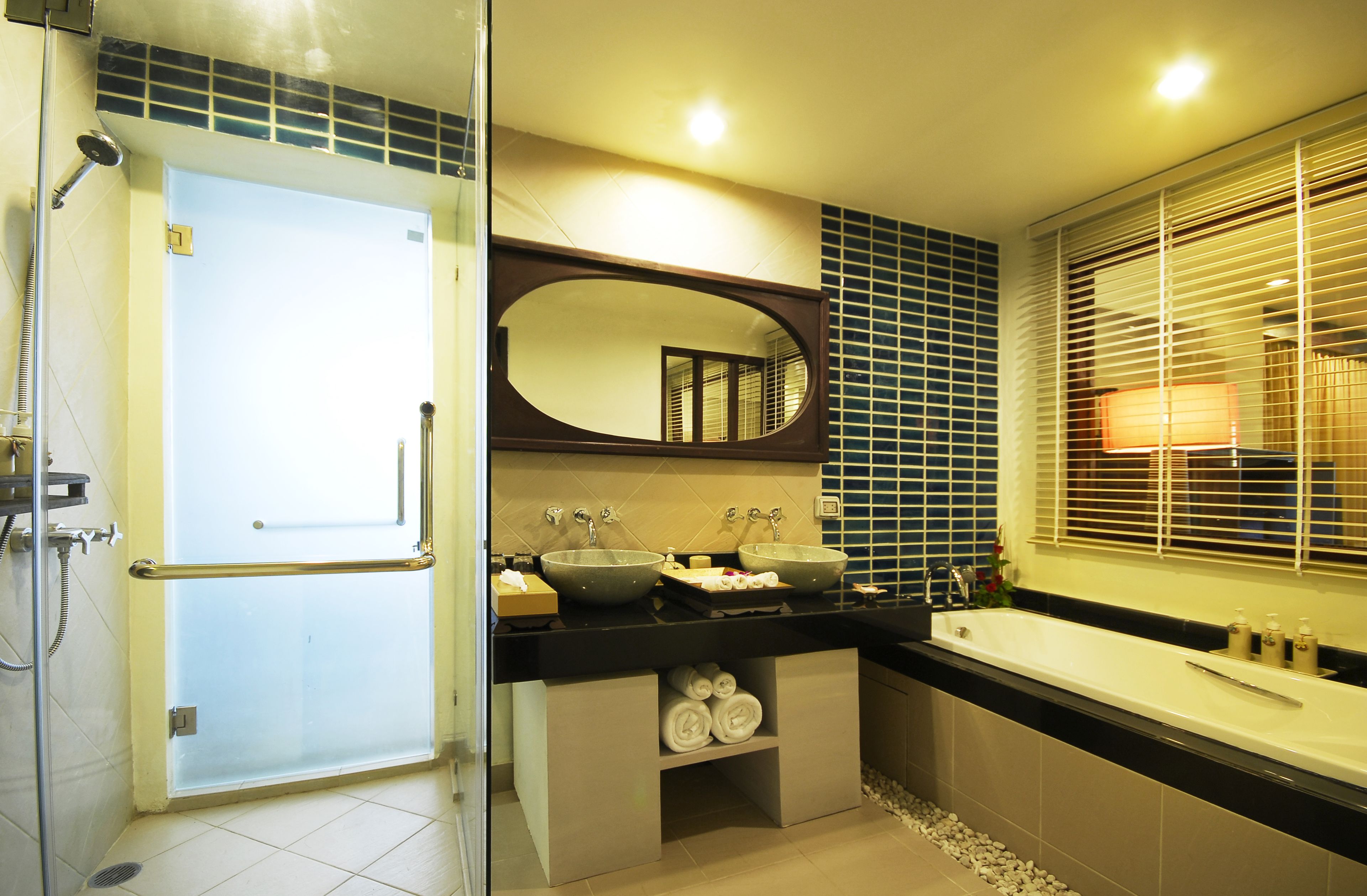 orchid jacuzzi suite | bathroom | separate bathtub and shower, free toiletries, hair dryer, bathrobes