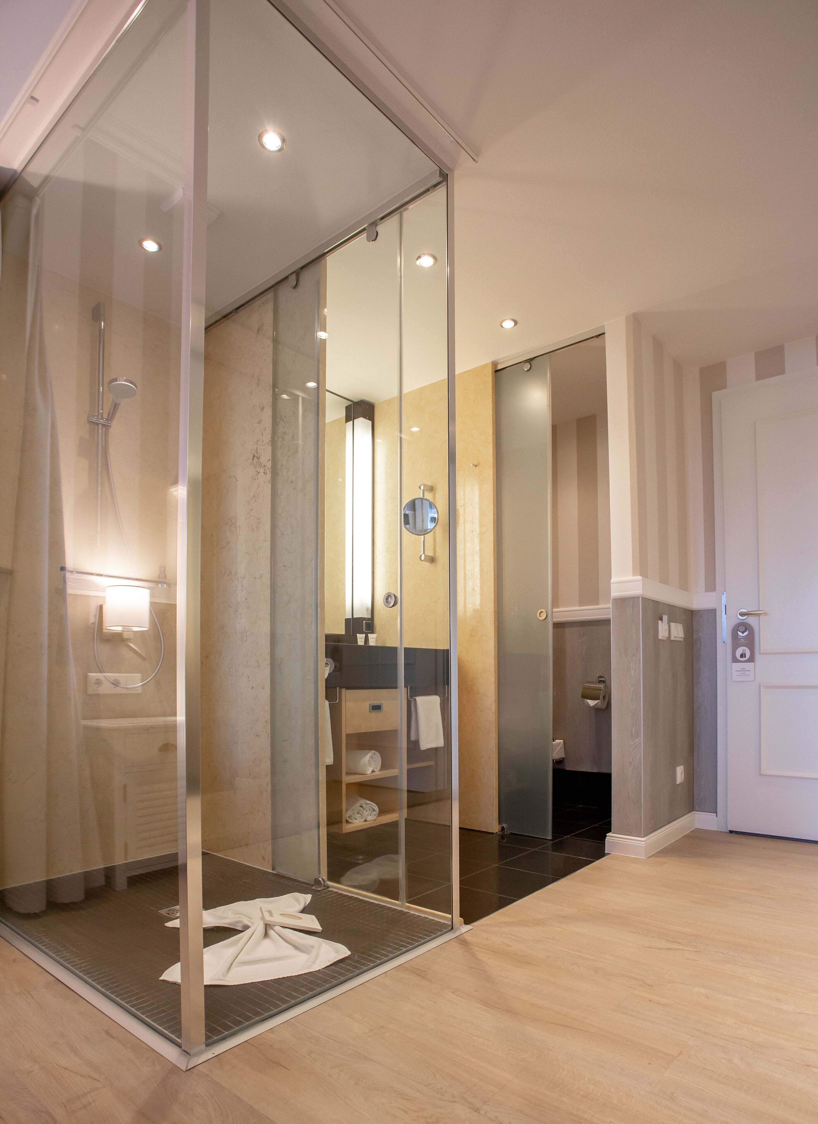 shower, free toiletries, hair dryer, bathrobes