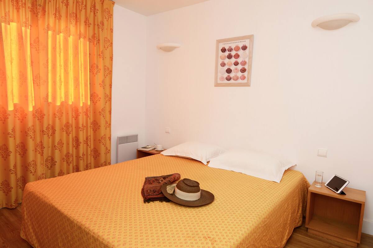 Desk, blackout drapes, iron/ironing board (on request), WiFi (free)