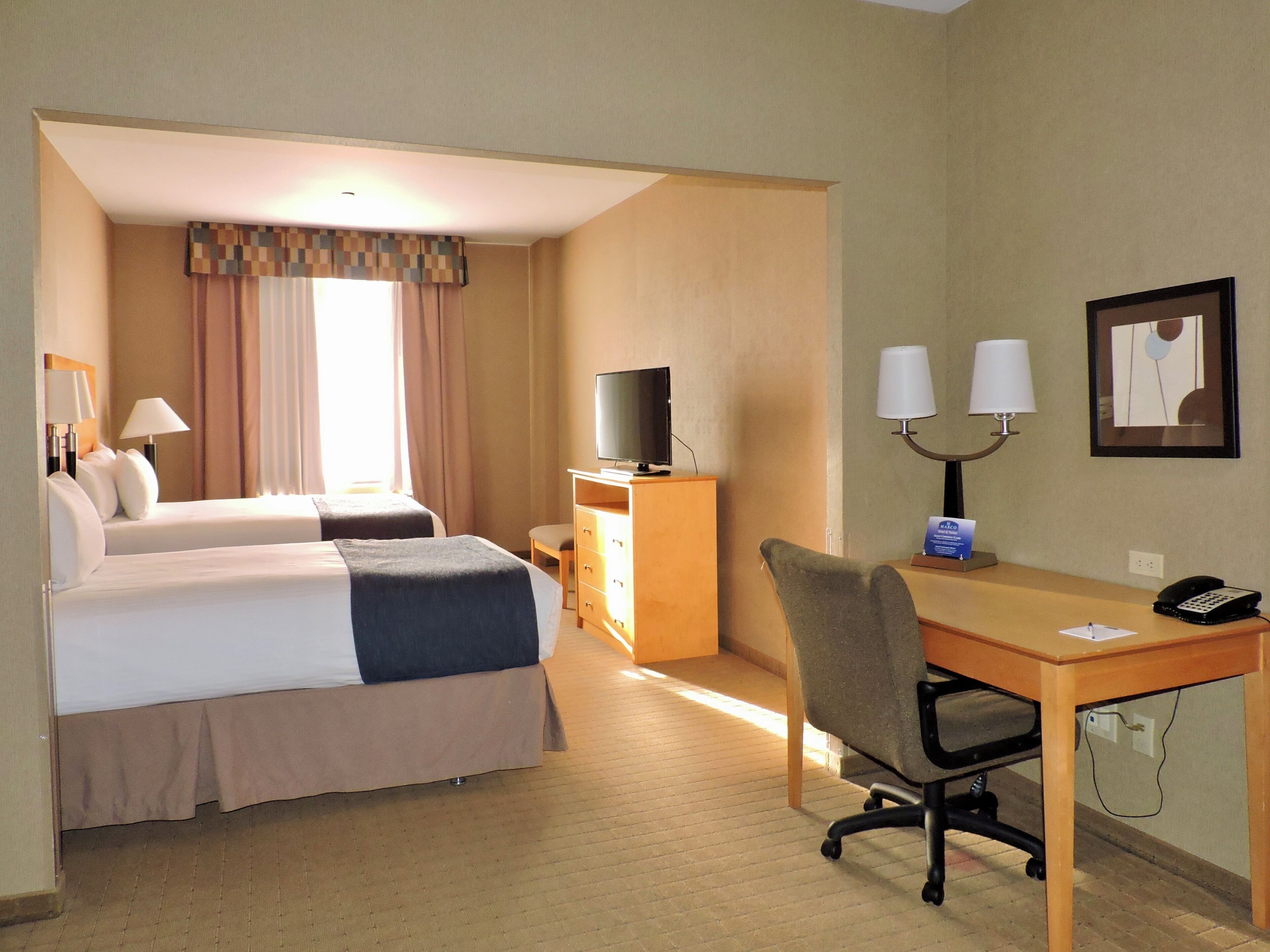 Suite studio, 2 lits doubles | Literie de qualité, couette en duvet, lit avec matelas à plateau-coussin