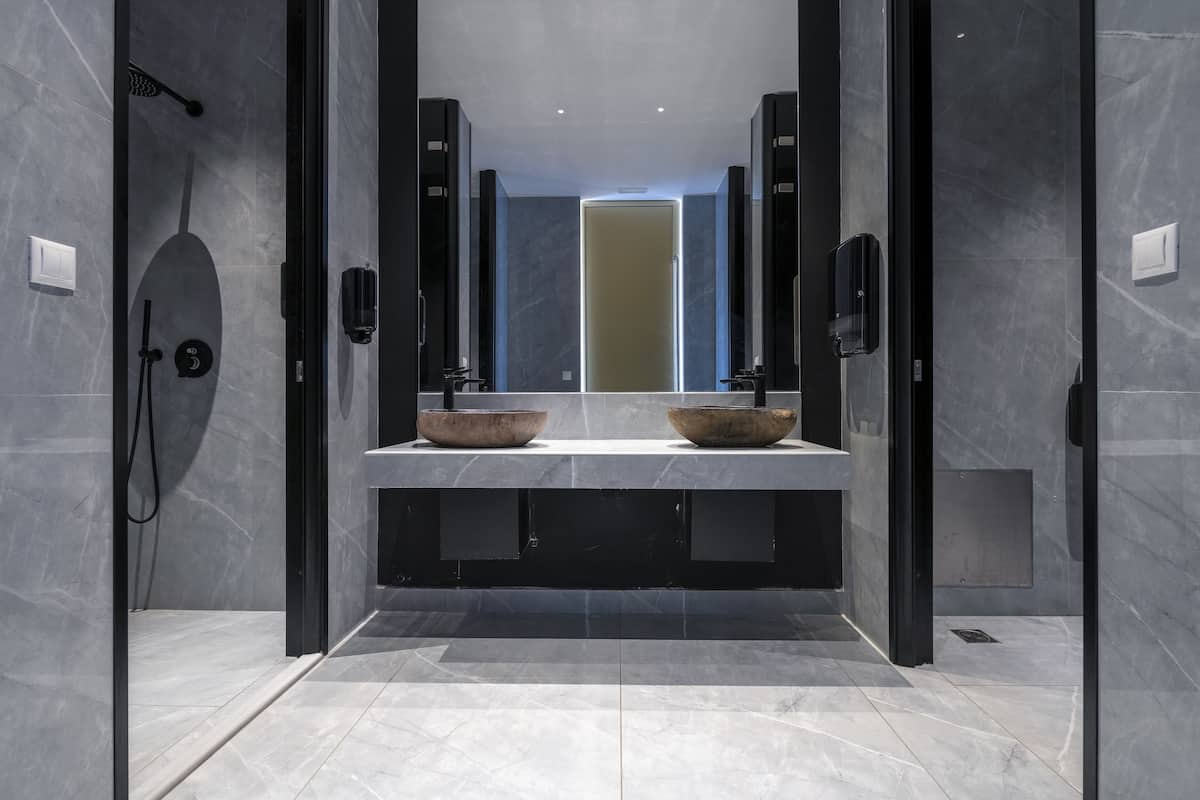 hair dryer, bathrobes, slippers, towels