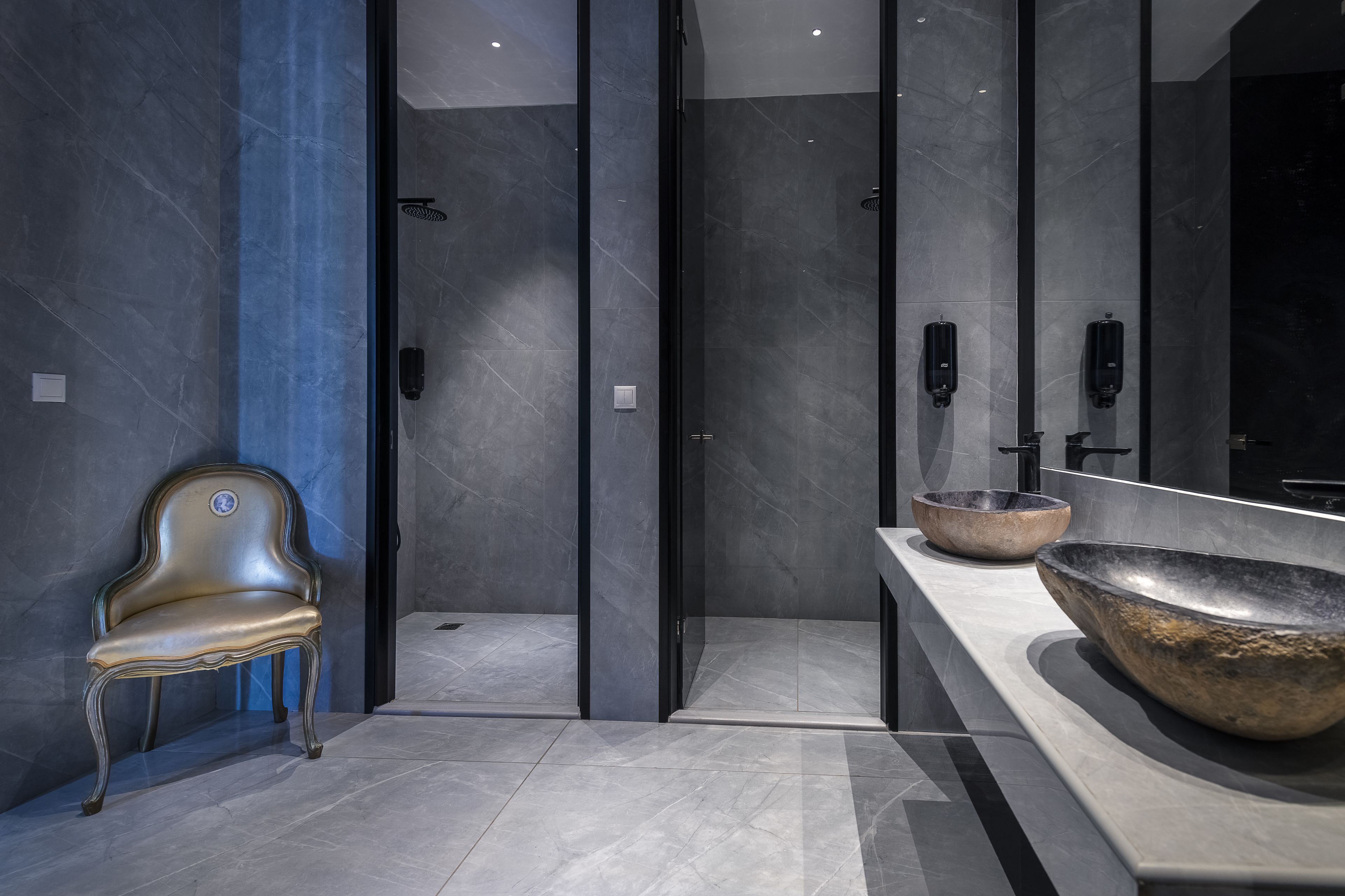 hair dryer, bathrobes, slippers, towels