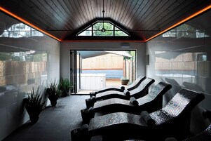 双人护理室、桑拿、热水浴缸、湿蒸房、身体护理、水疗法