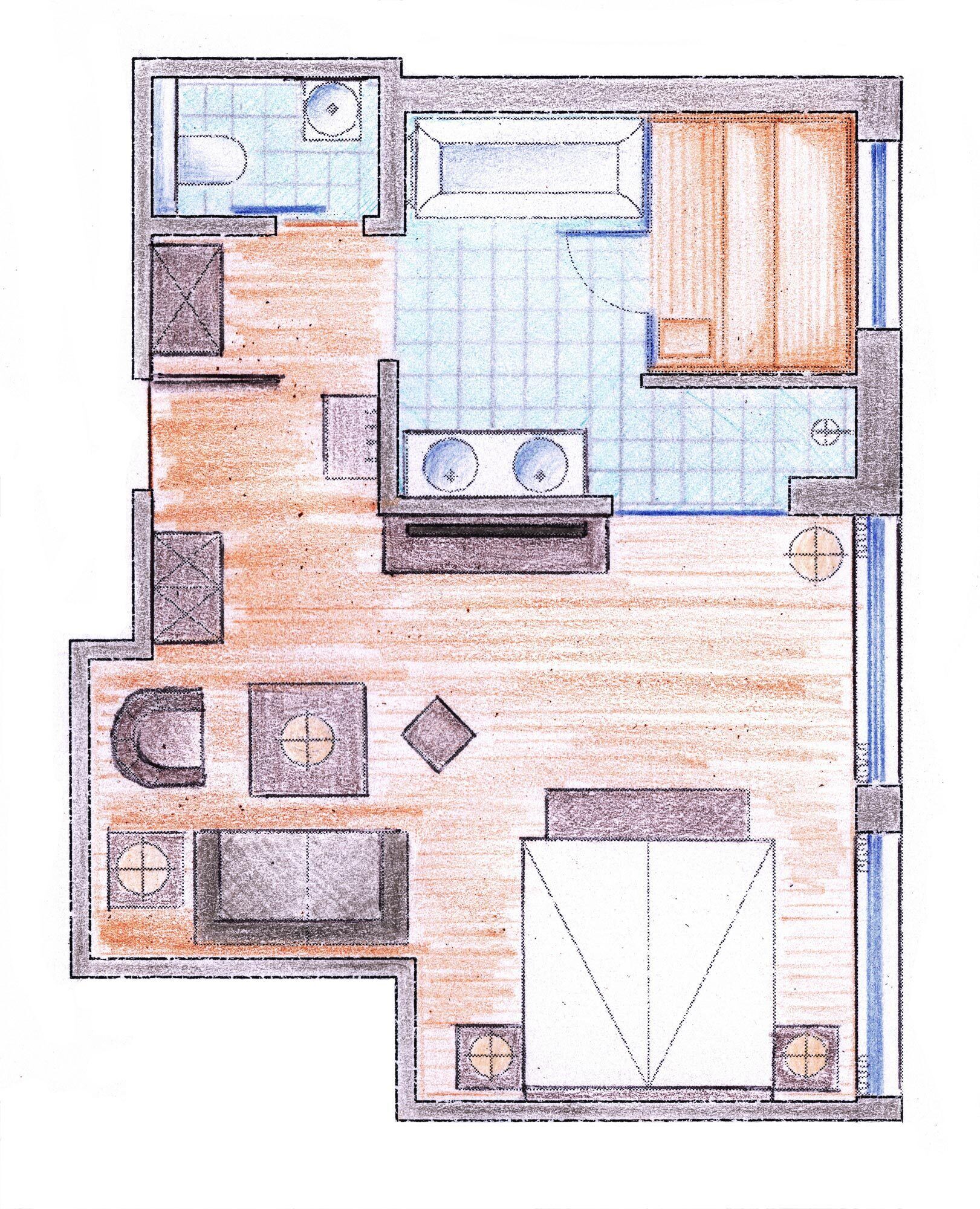 junior wellness suite with private sauna | floor plan