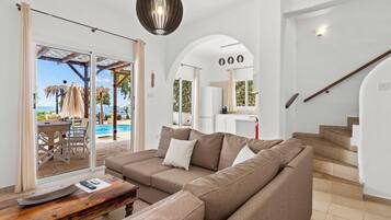 Villa, 3 Bedrooms, Beachfront | Living area | Flat-screen TV, DVD player