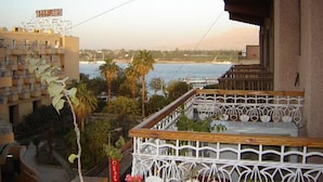 A balcony with a view of the sea and palm trees, overlooking a residential area. - Philippe Luxor Hotel (Luxor)
