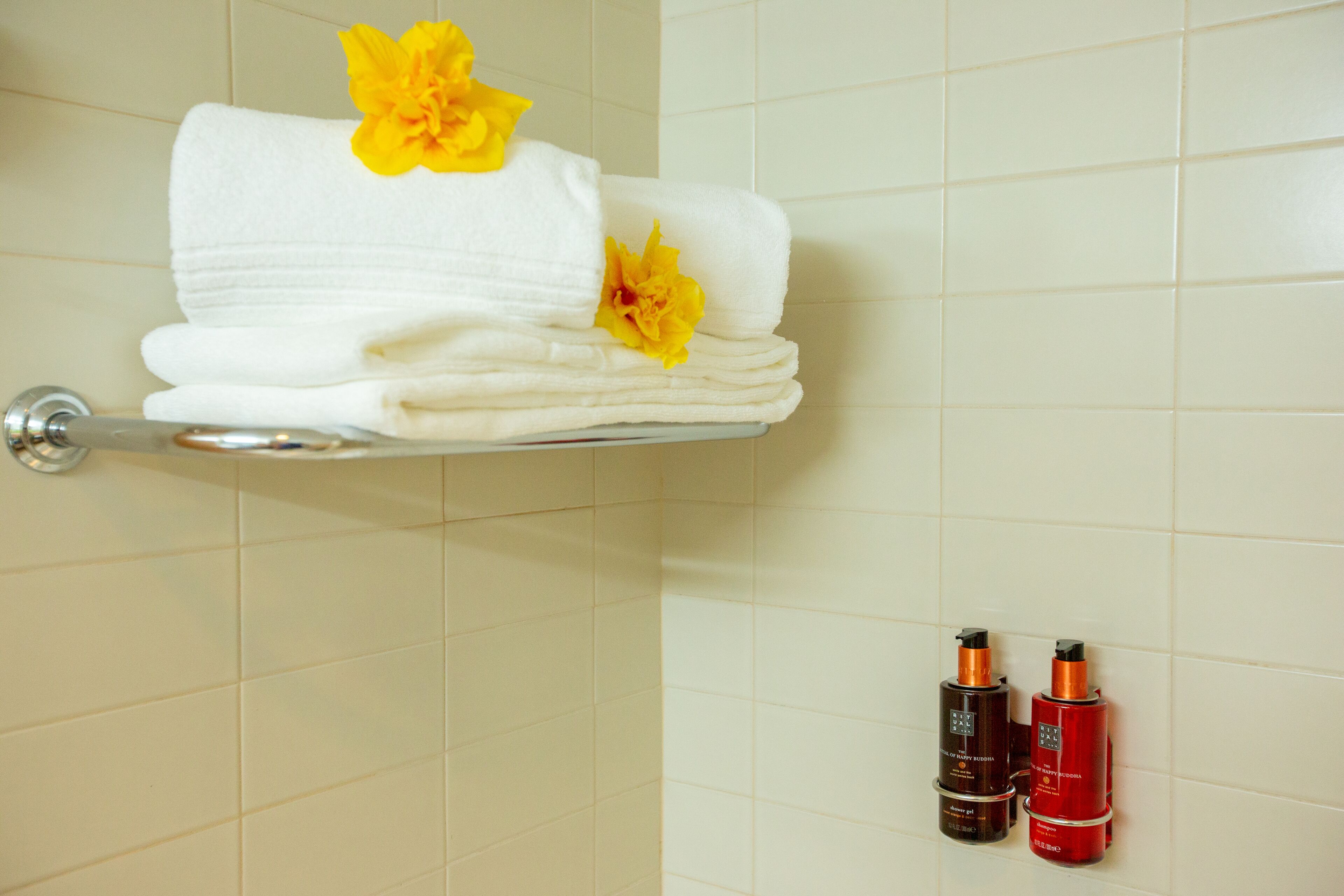 bathtub, hair dryer, bidet, towels