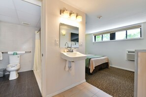 Standard Room, 1 Queen Bed, Accessible | Bathroom | Combined shower/bathtub, free toiletries, hair dryer, towels - Inn at Jericho (Westbury)