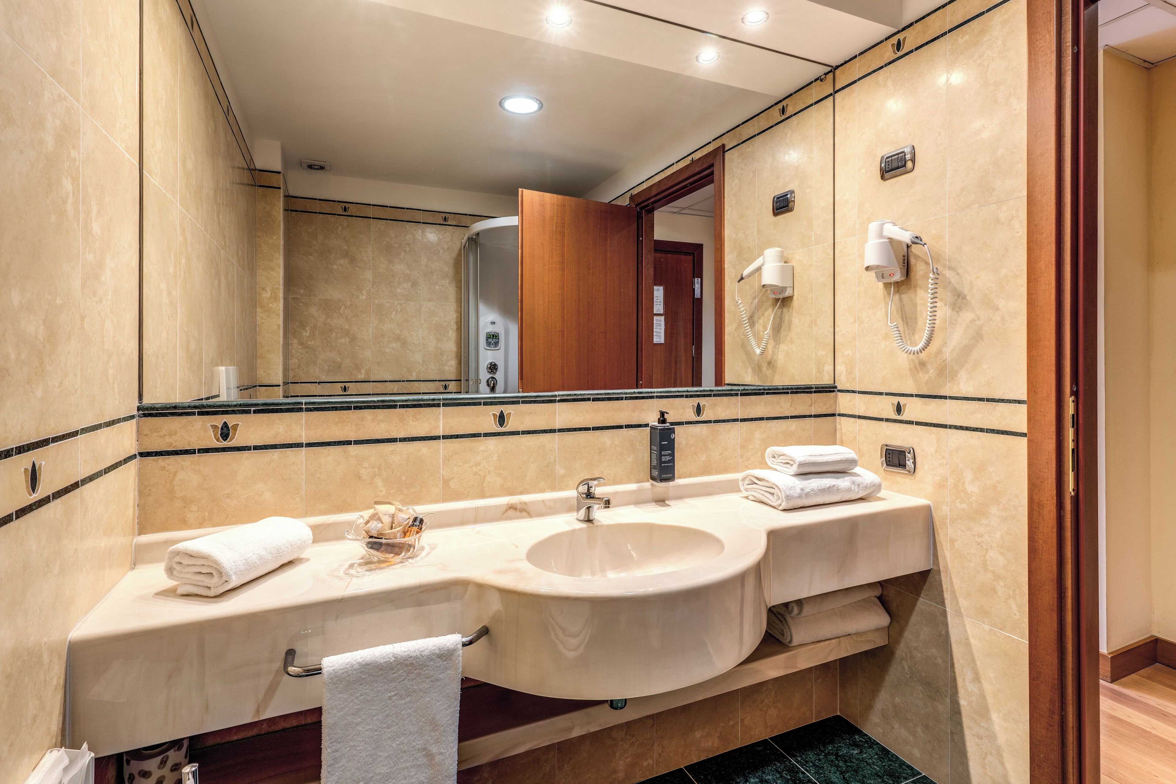 shower, free toiletries, hair dryer, bidet