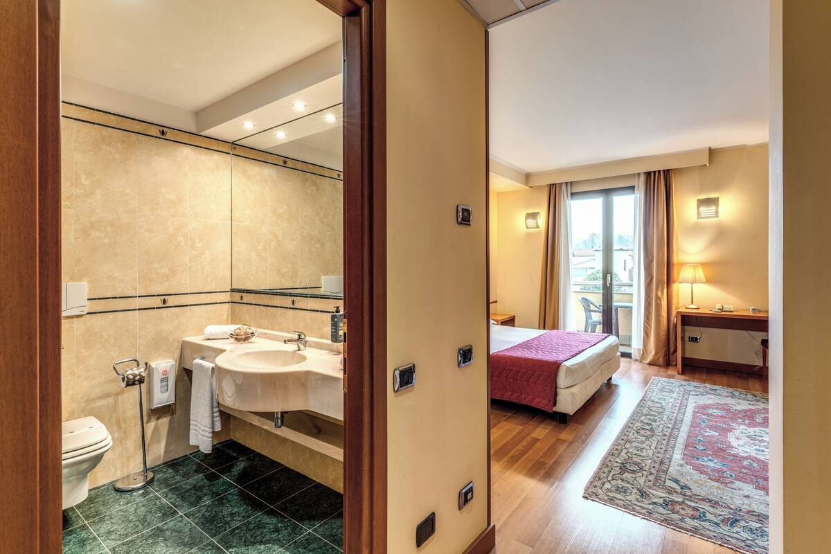 business double or twin room | bathroom | shower, free toiletries, hair dryer, bidet