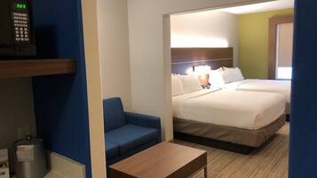 Suite, 2 Queen Beds | In-room safe, desk, iron/ironing board, free cots/infant beds