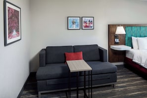 Room, 1 King Bed with Sofa bed, Non Smoking, Refrigerator & Microwave | Living area | 50-inch flat-screen TV with cable channels, TV
