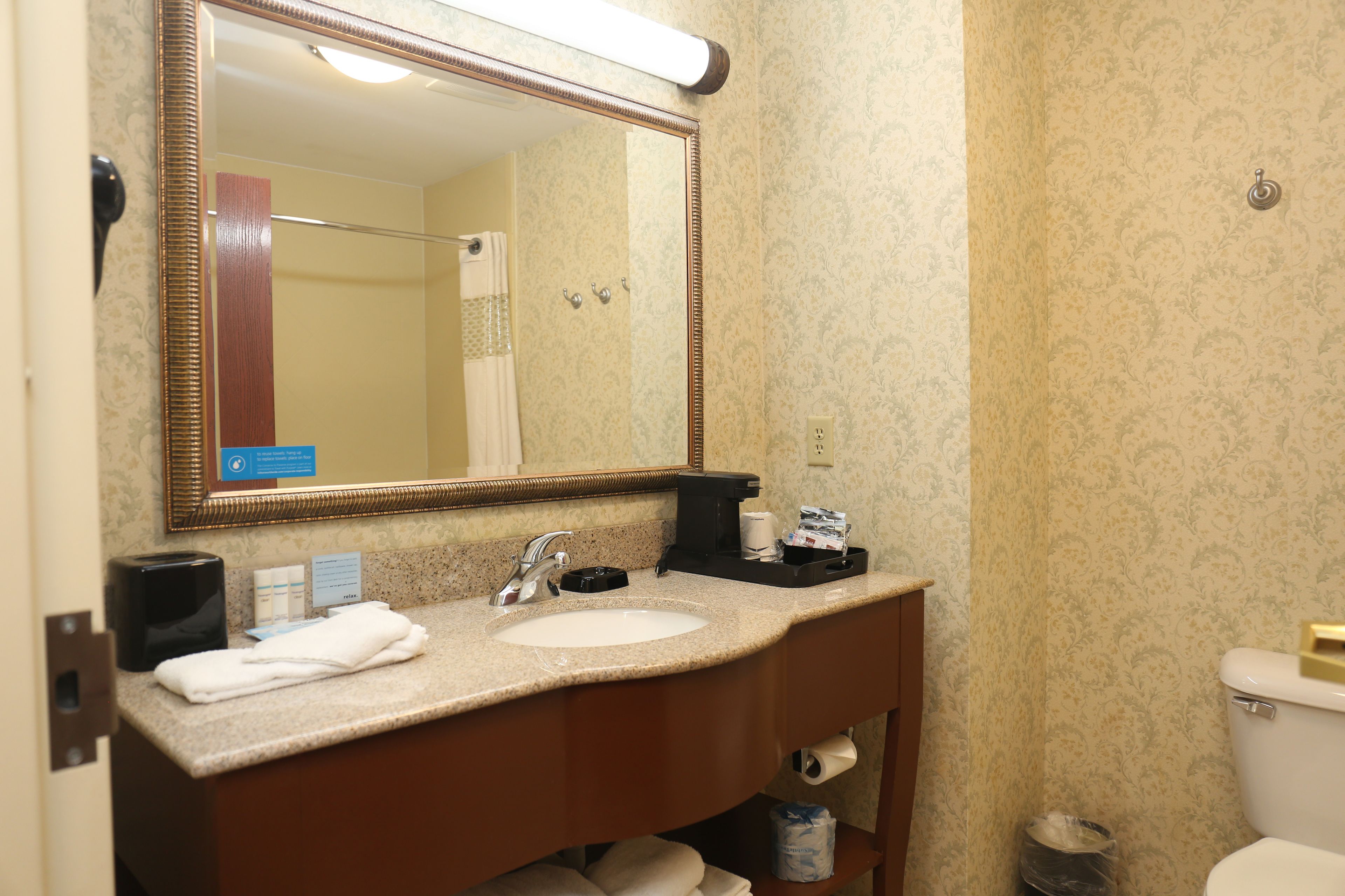 two queen beds non smoking | bathroom | free toiletries, hair dryer