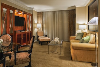 1 Bedroom Balcony Suite | Living room | 42-inch flat-screen TV with cable channels, TV, iPod dock at The Signature at MGM Grand (All Suites)