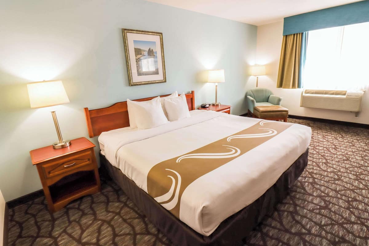 Premium bedding, desk, blackout curtains, iron/ironing board