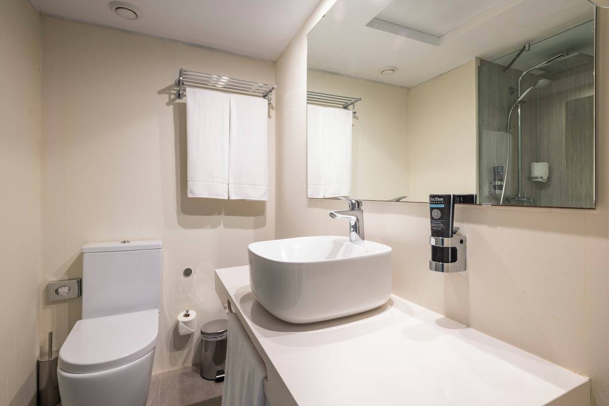 free toiletries, hair dryer, towels