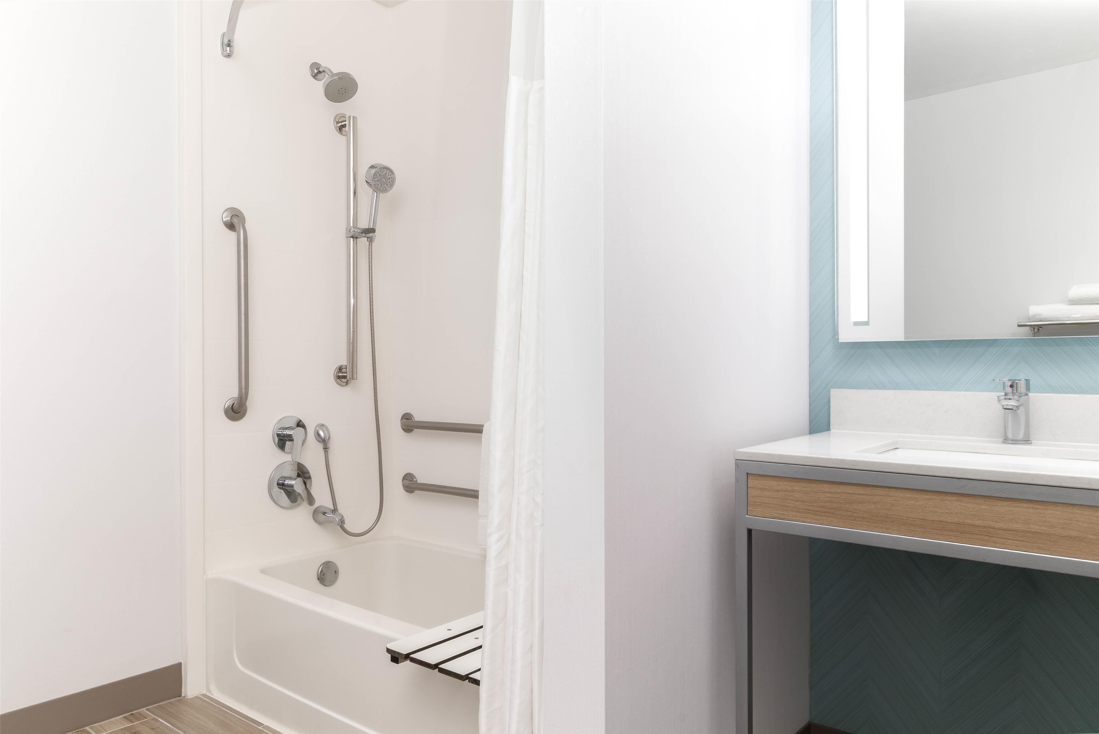 room, 1 king bed, accessible | bathroom shower