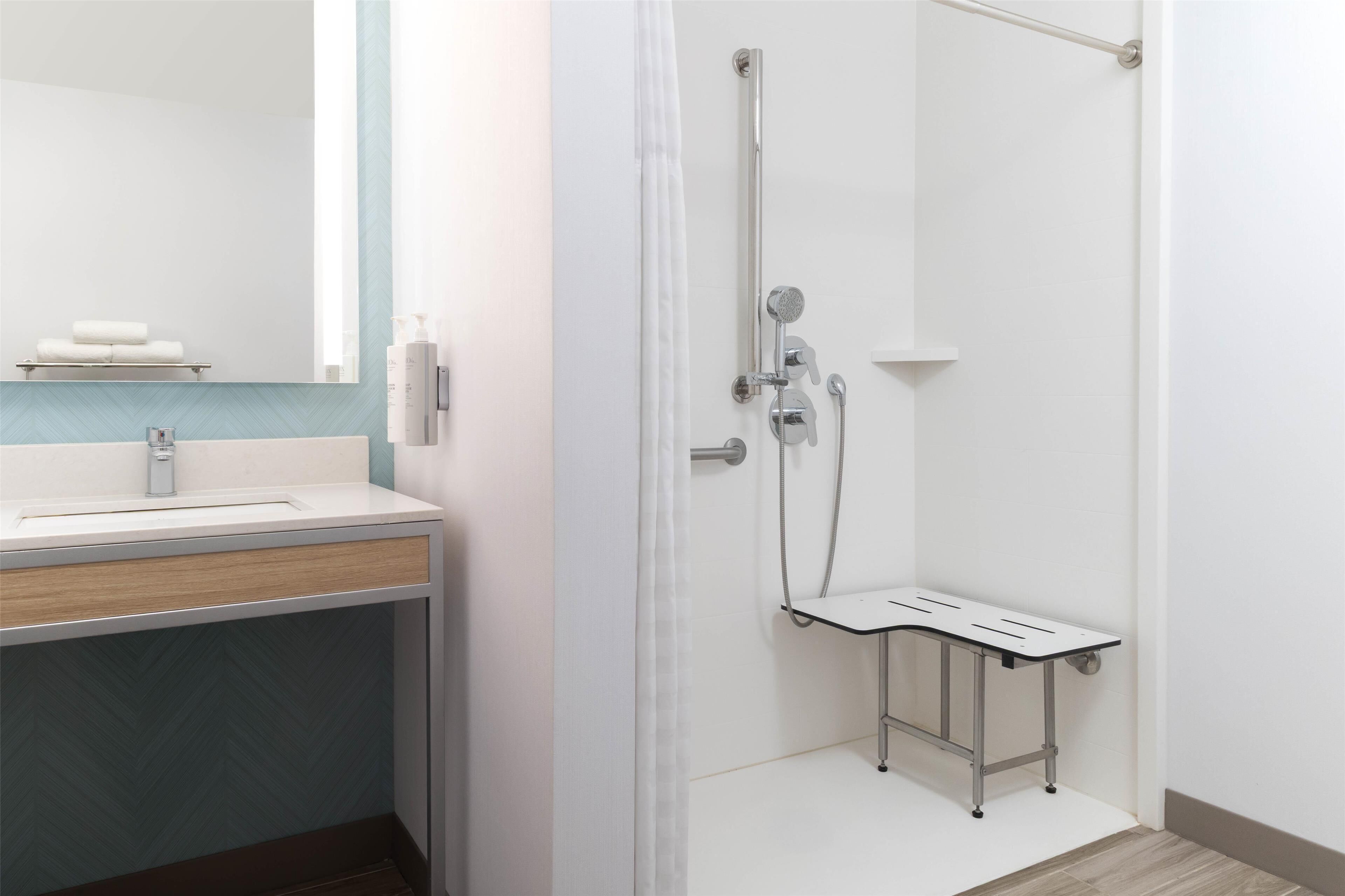 room, 2 queen beds, accessible | bathroom shower