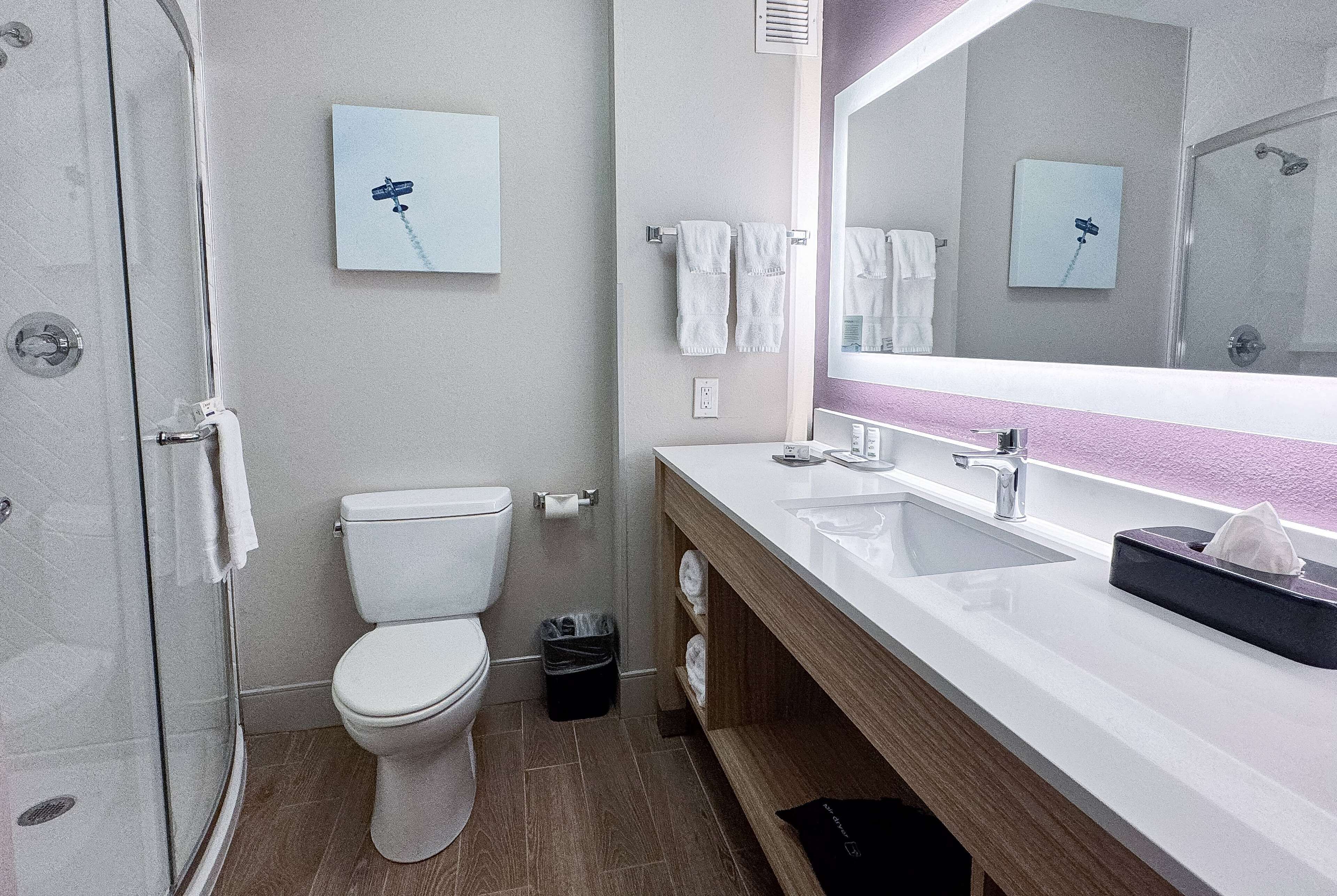 free toiletries, hair dryer, towels, soap