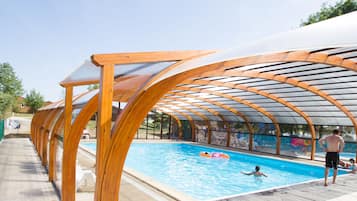 Indoor pool, open 9 AM to 7 PM, pool loungers