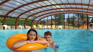 Indoor pool, open 9 AM to 7 PM, sun loungers