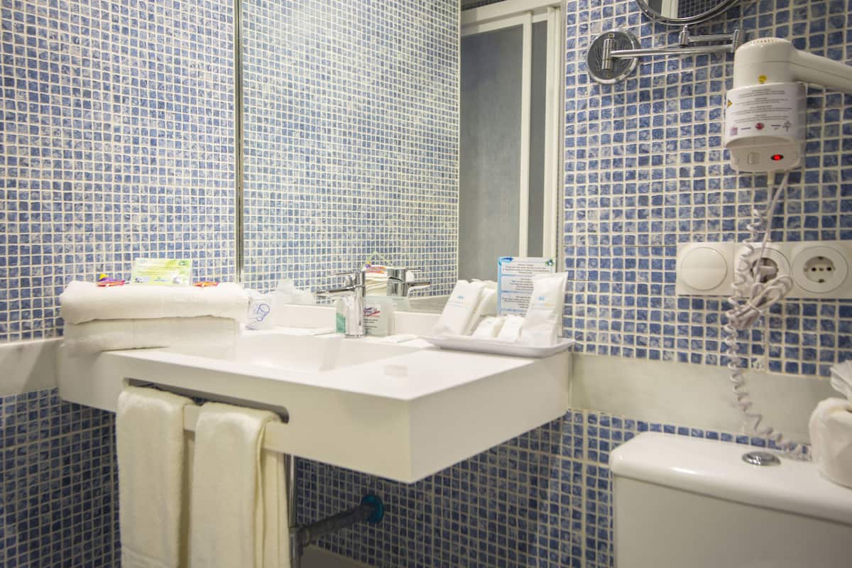 combined shower/bathtub, free toiletries, hair dryer, bidet
