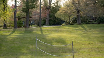 Escape to a serene natural oasis with a tranquil grassy area and picturesque trees.