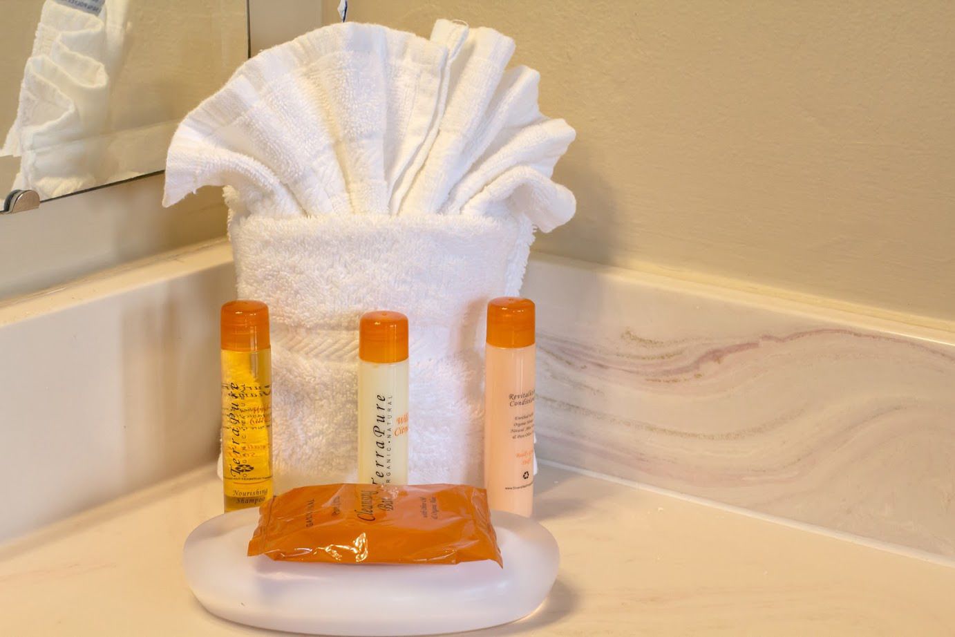 Ensemble douche/baignoire, articles de toilette gratuits, sèche-cheveux